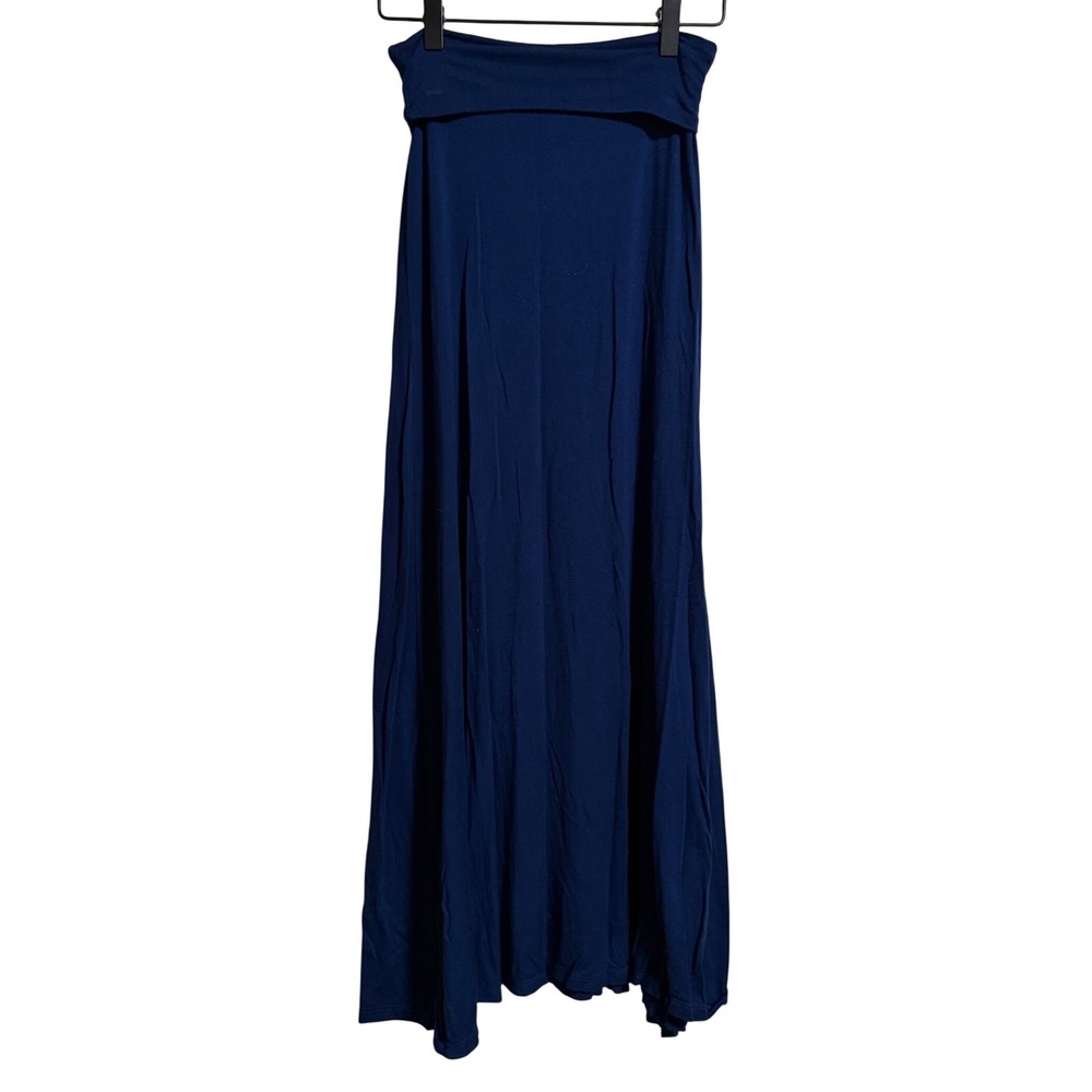 Bobeau Navy Blue Fold Over Waist Maxi Skirt XS